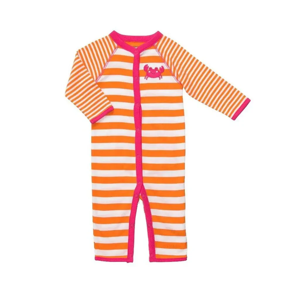 Carter's Striped Bodysuit Crab Design‎ Girls NB Orange Pink Outfit Sleep & Play